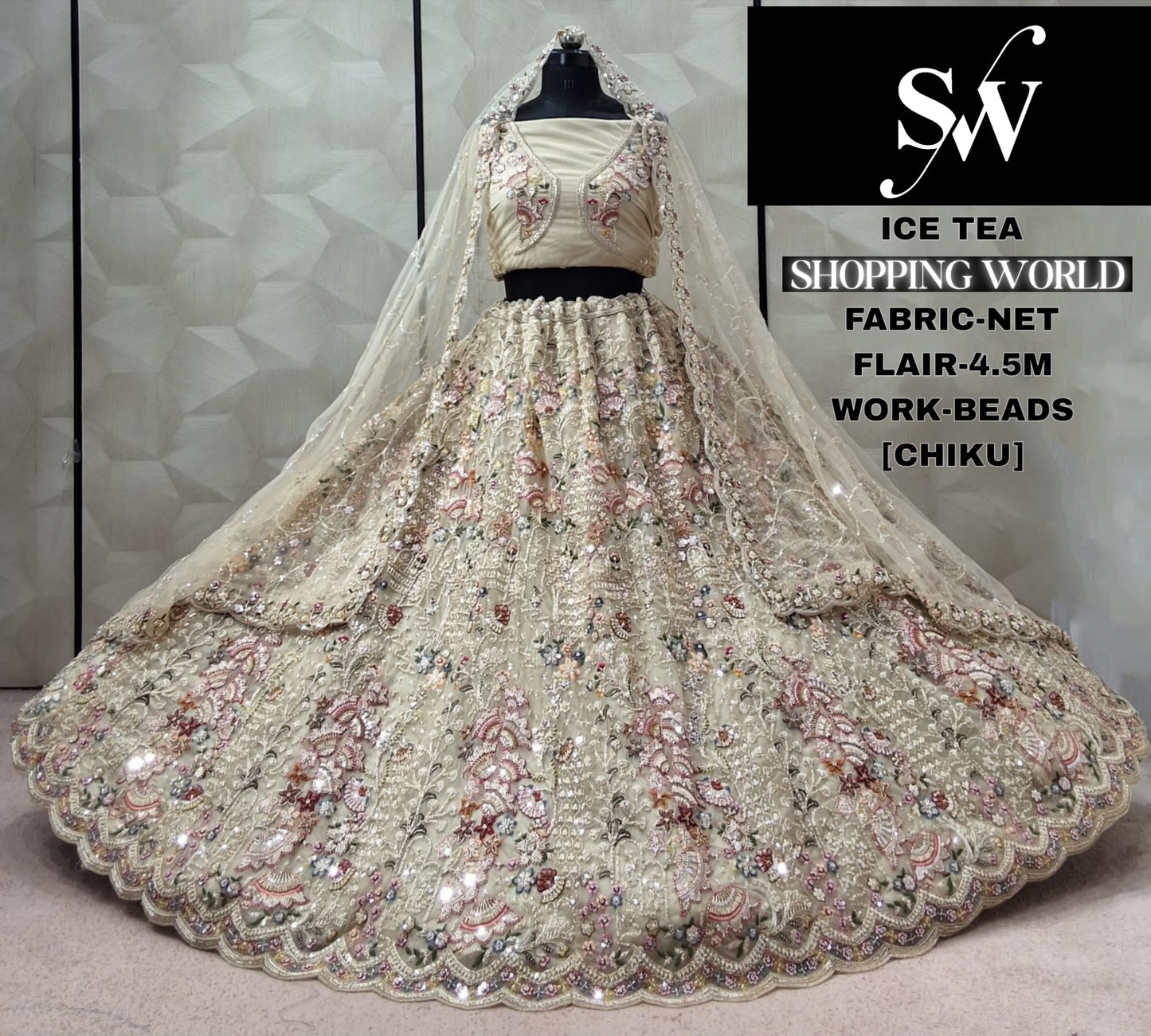 Sky Blue Designer Net Lehenga