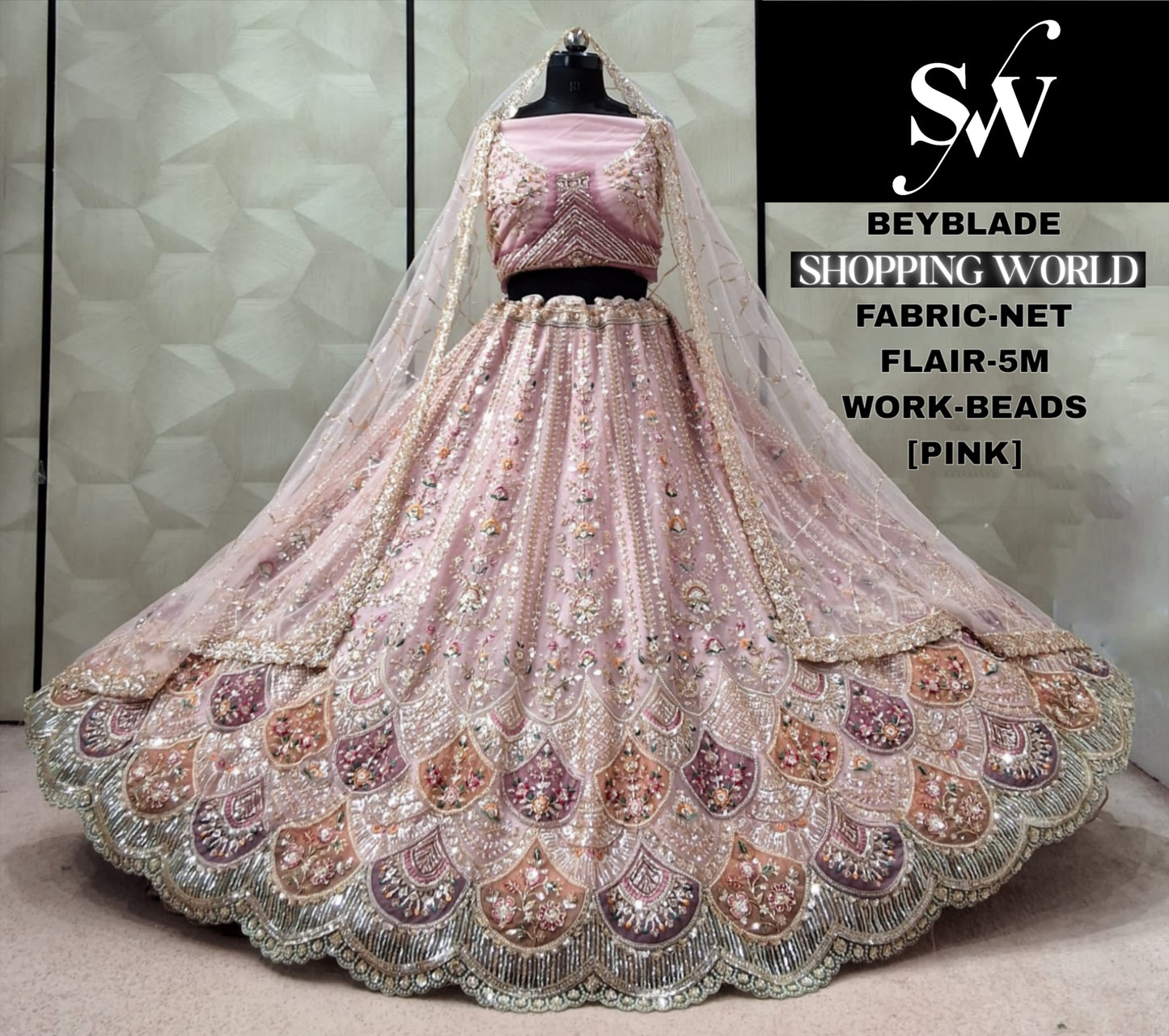 Chiku Golden Designer Net Lehenga
