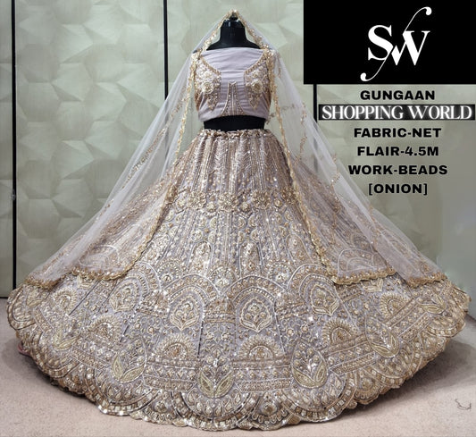 Chiku Golden Designer Net Lehenga