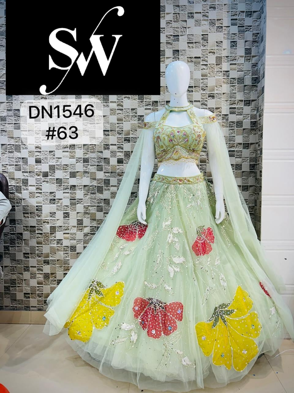 Green Designer Pdp Crop Top Lehenga