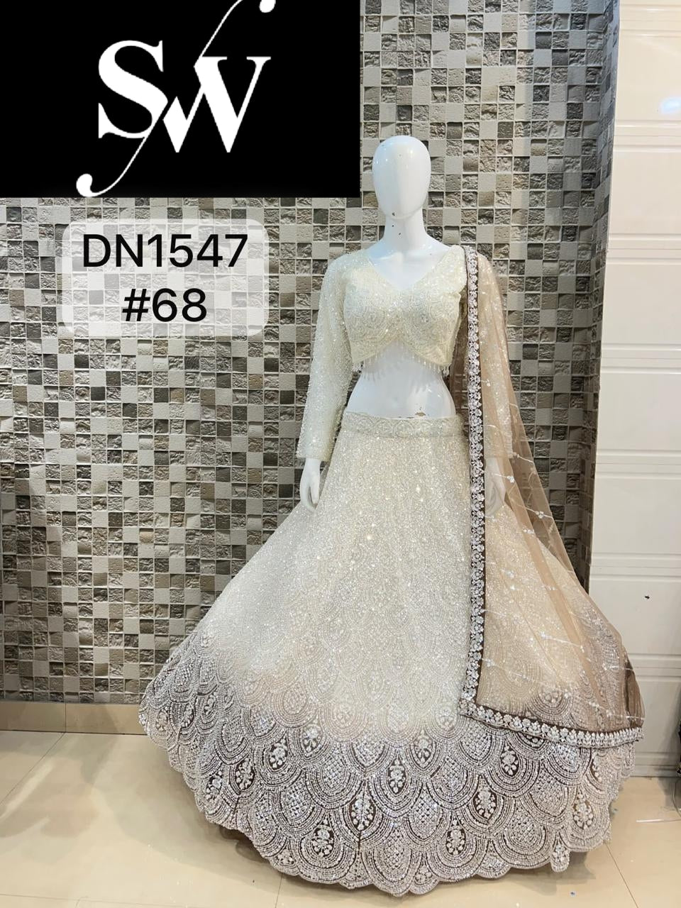 White Brown Double Shade Designer Pdp Crop Top Lehenga