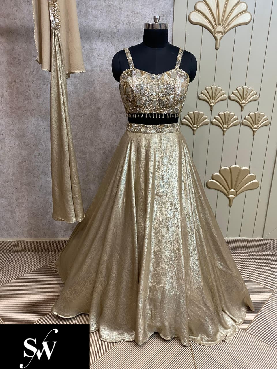 Golden Crop Top Lehenga