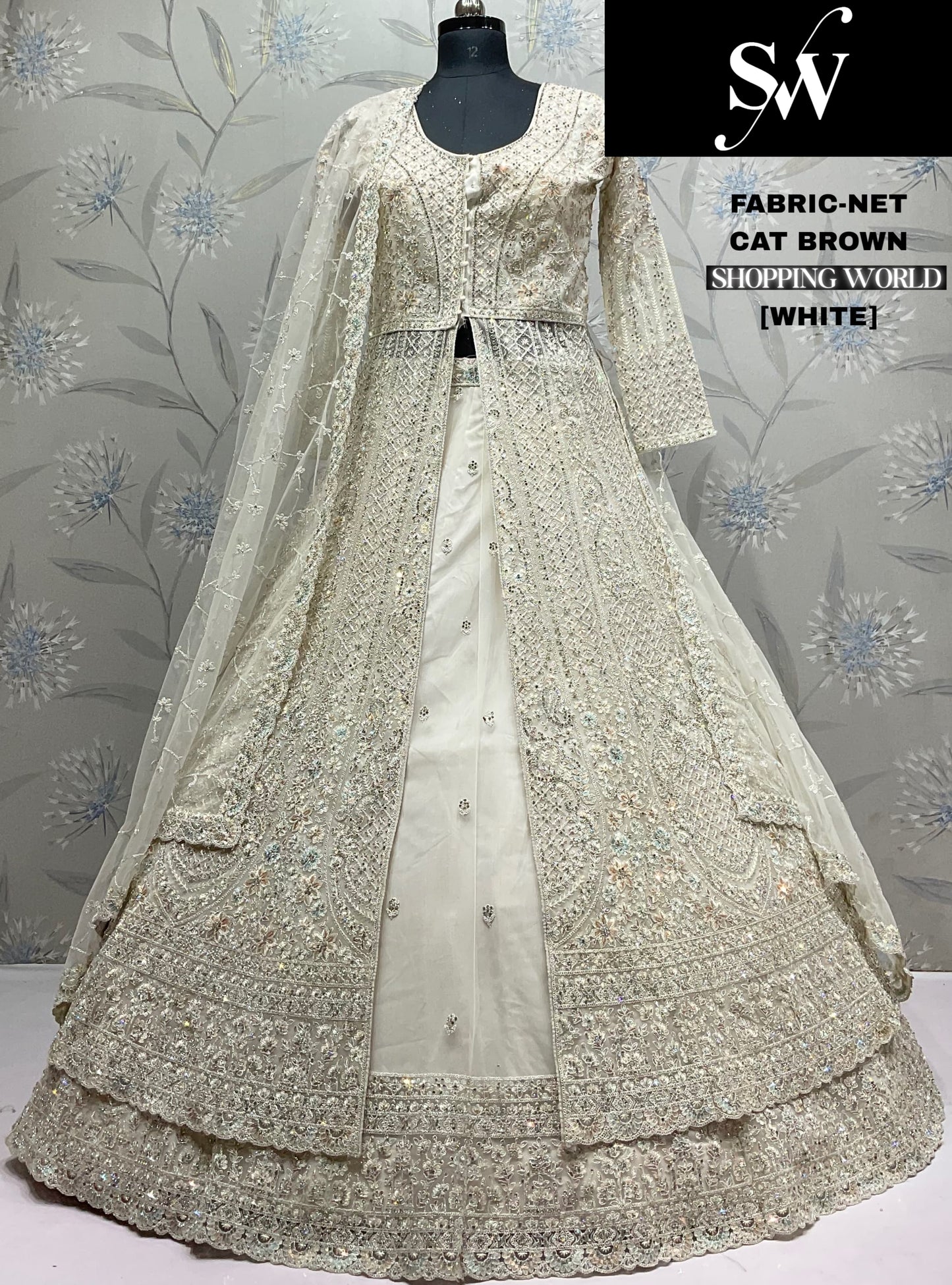 White Net long Dress Farshi Garara Dress Special