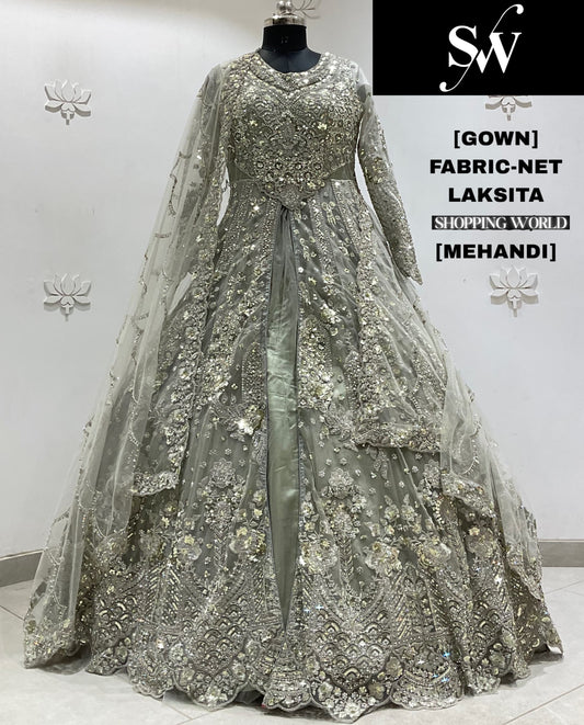 Cream White Net Gown