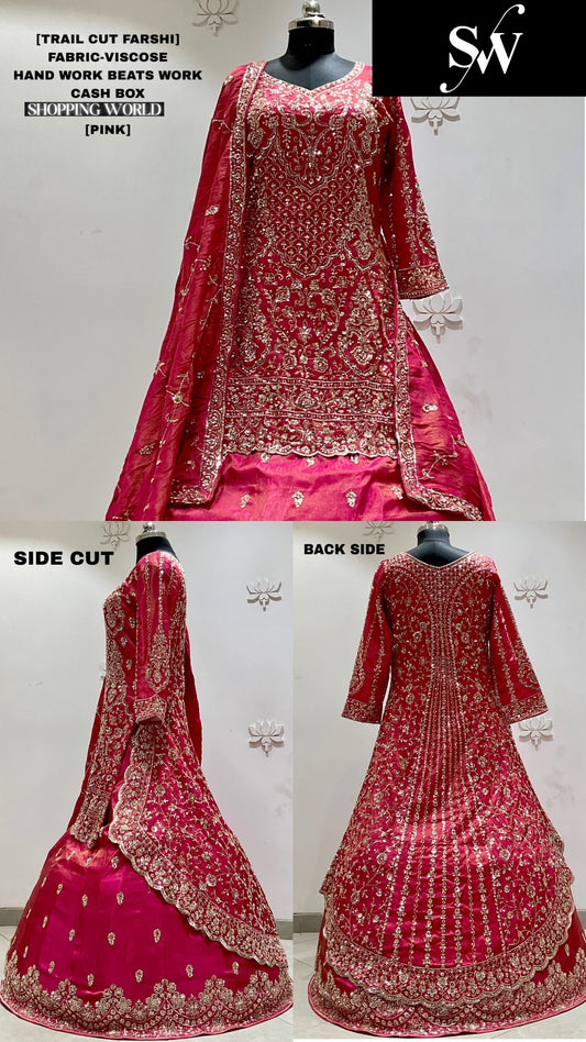 Golden Viscose long Dress Farshi Garara Dress Special