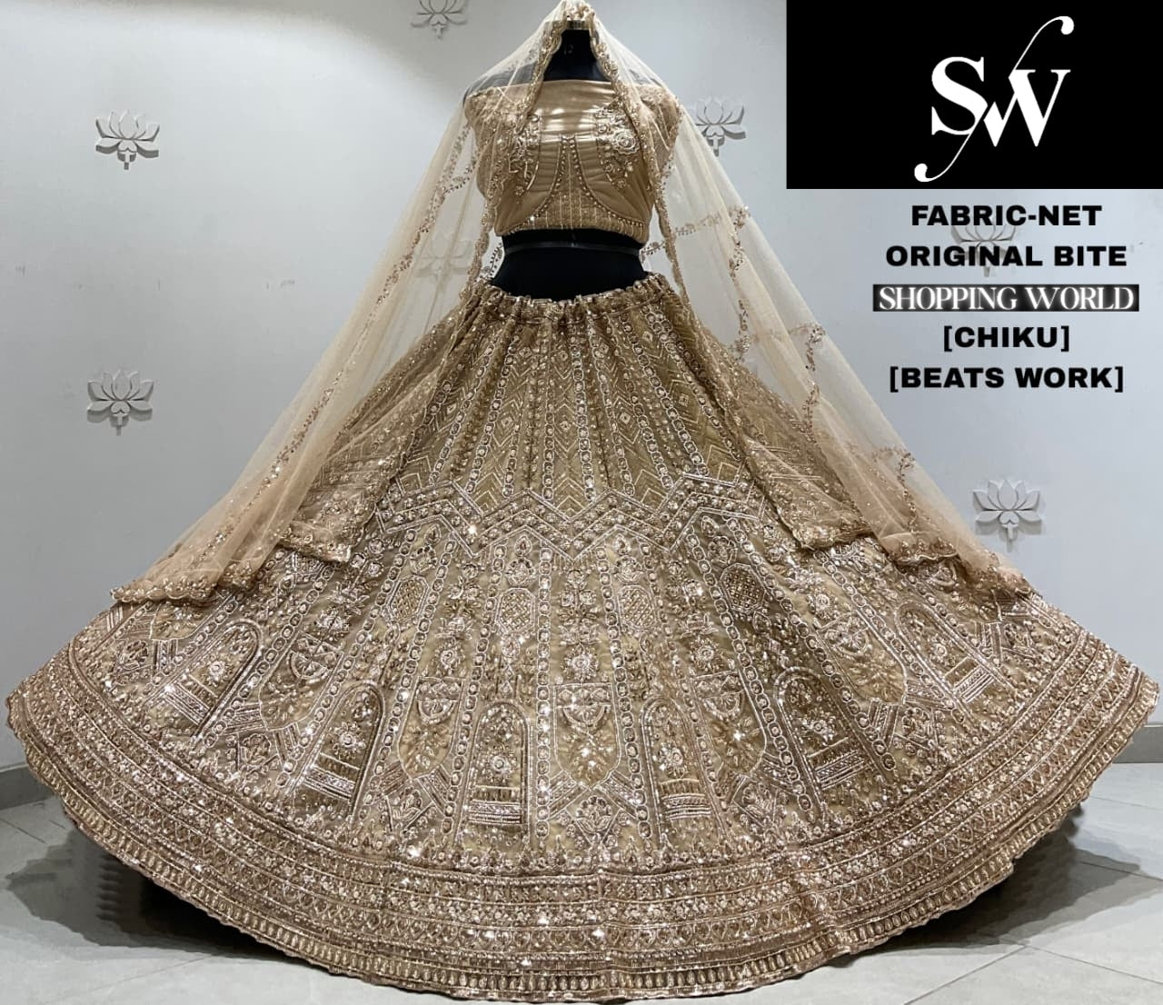 Mustard Net Lehenga