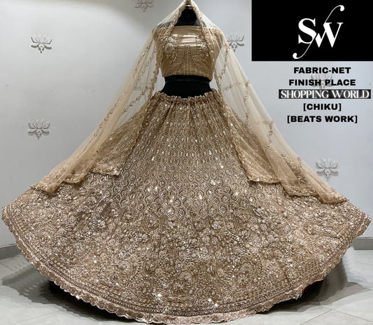 Peach Net Lehenga