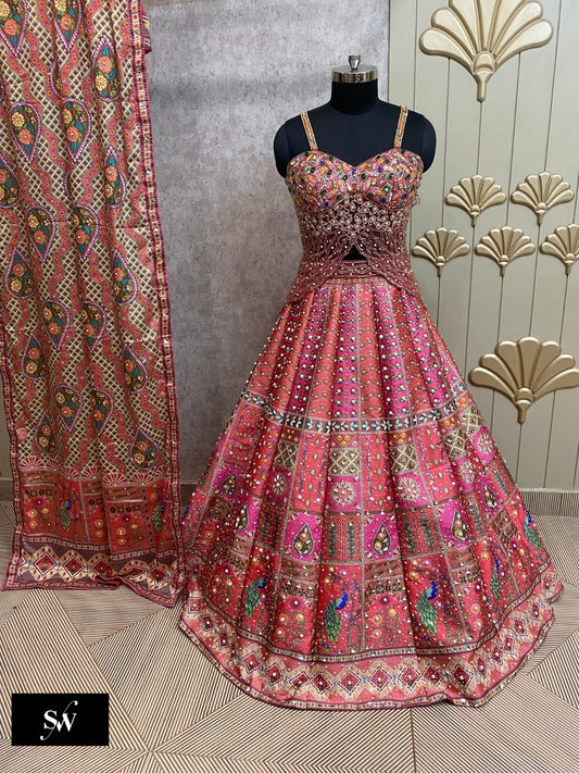 Green Mehendi PDP Crop Top Lehenga