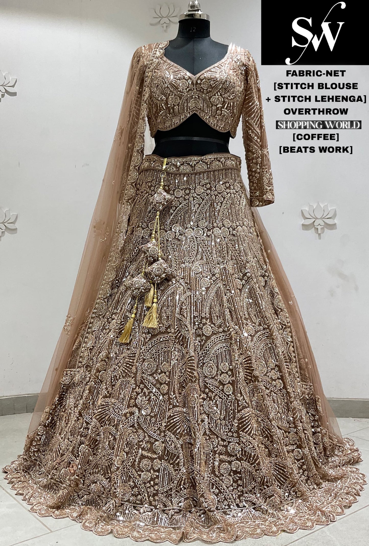 Peach crop top Lehenga