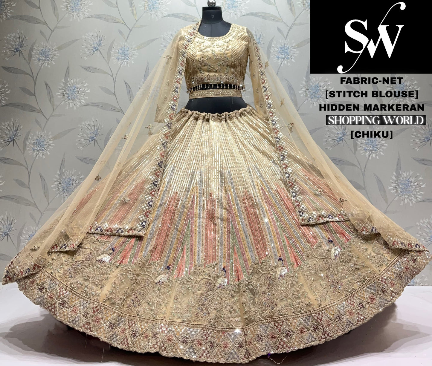 White crop top Lehenga