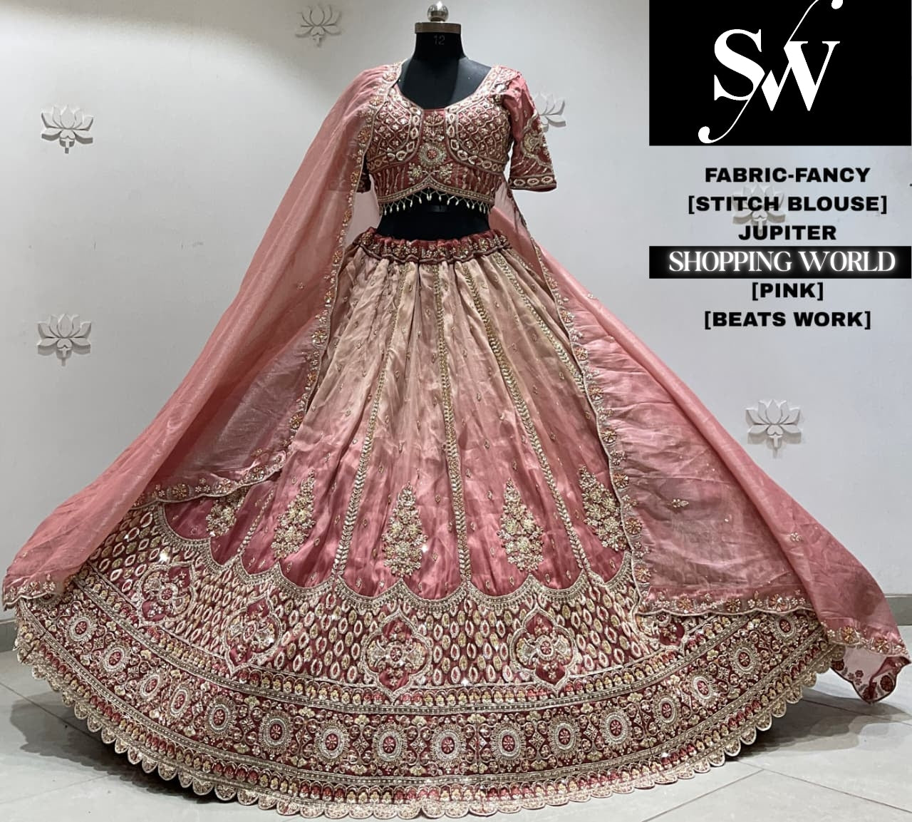 Brick fancy stitch partywear Lehenga