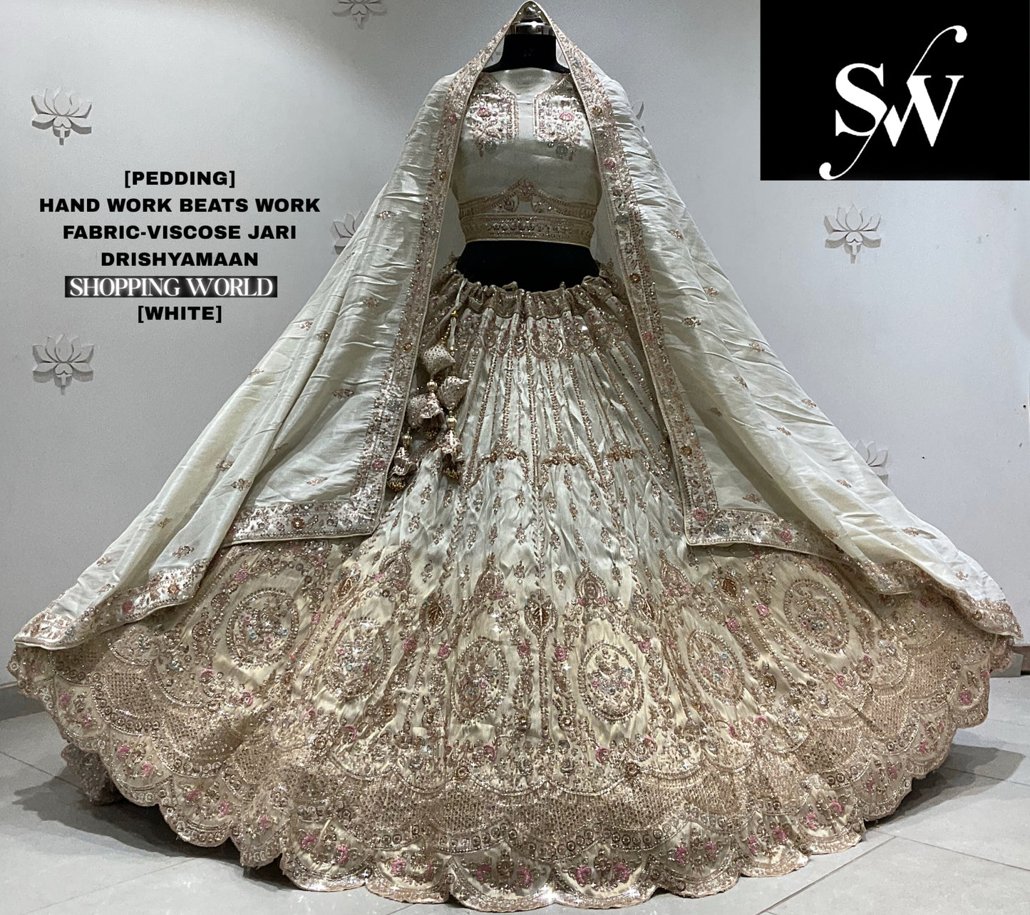 Peach silk double dupatta Lehenga