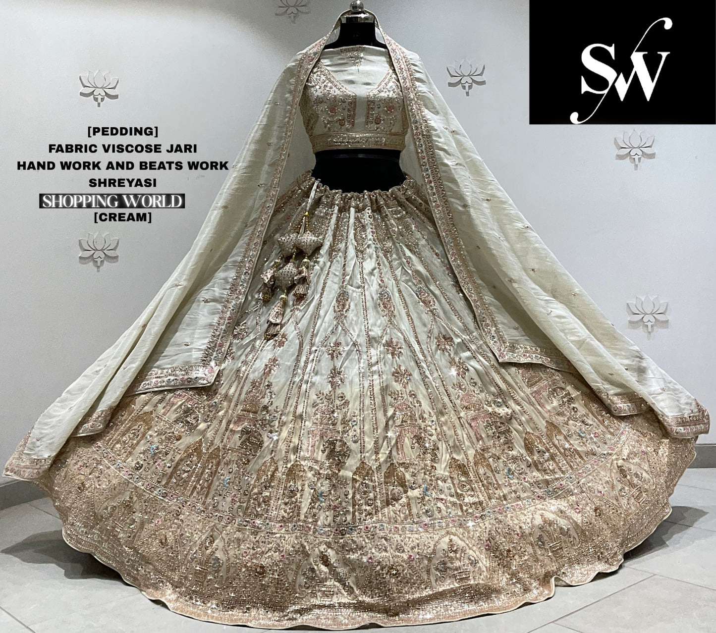 Peach viscose jari Lehenga