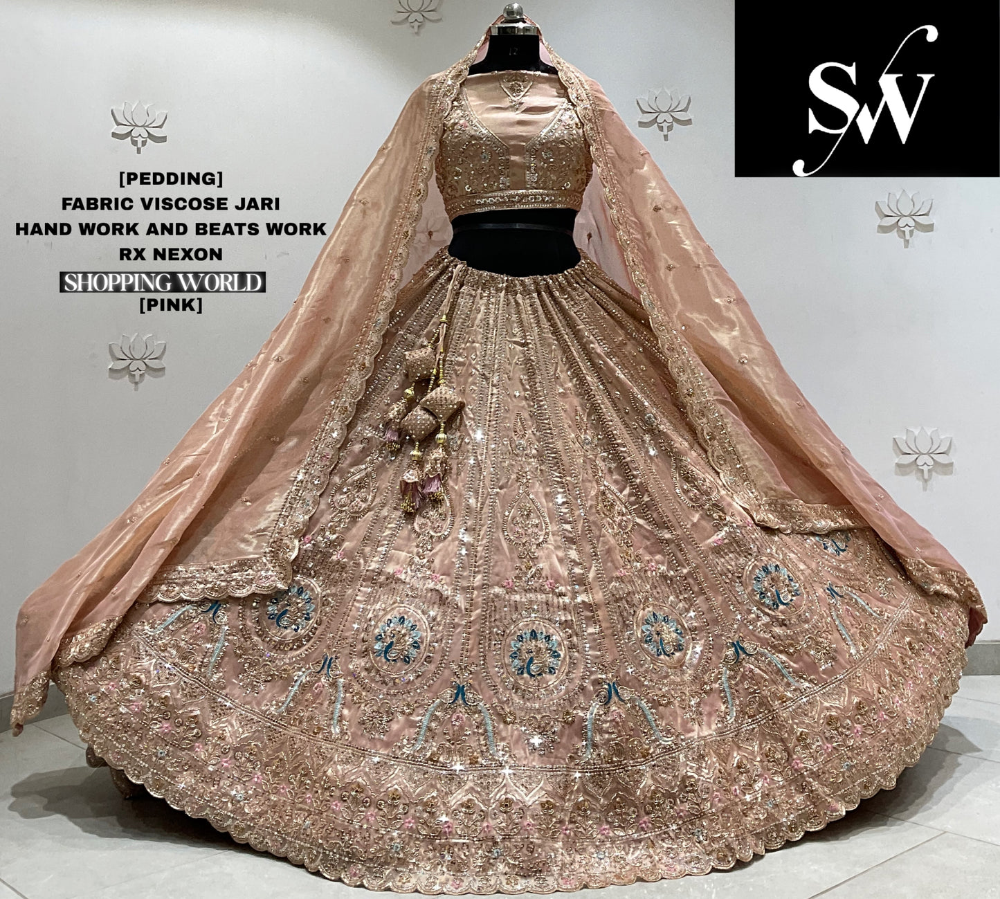 Sky green viscose jari Lehenga