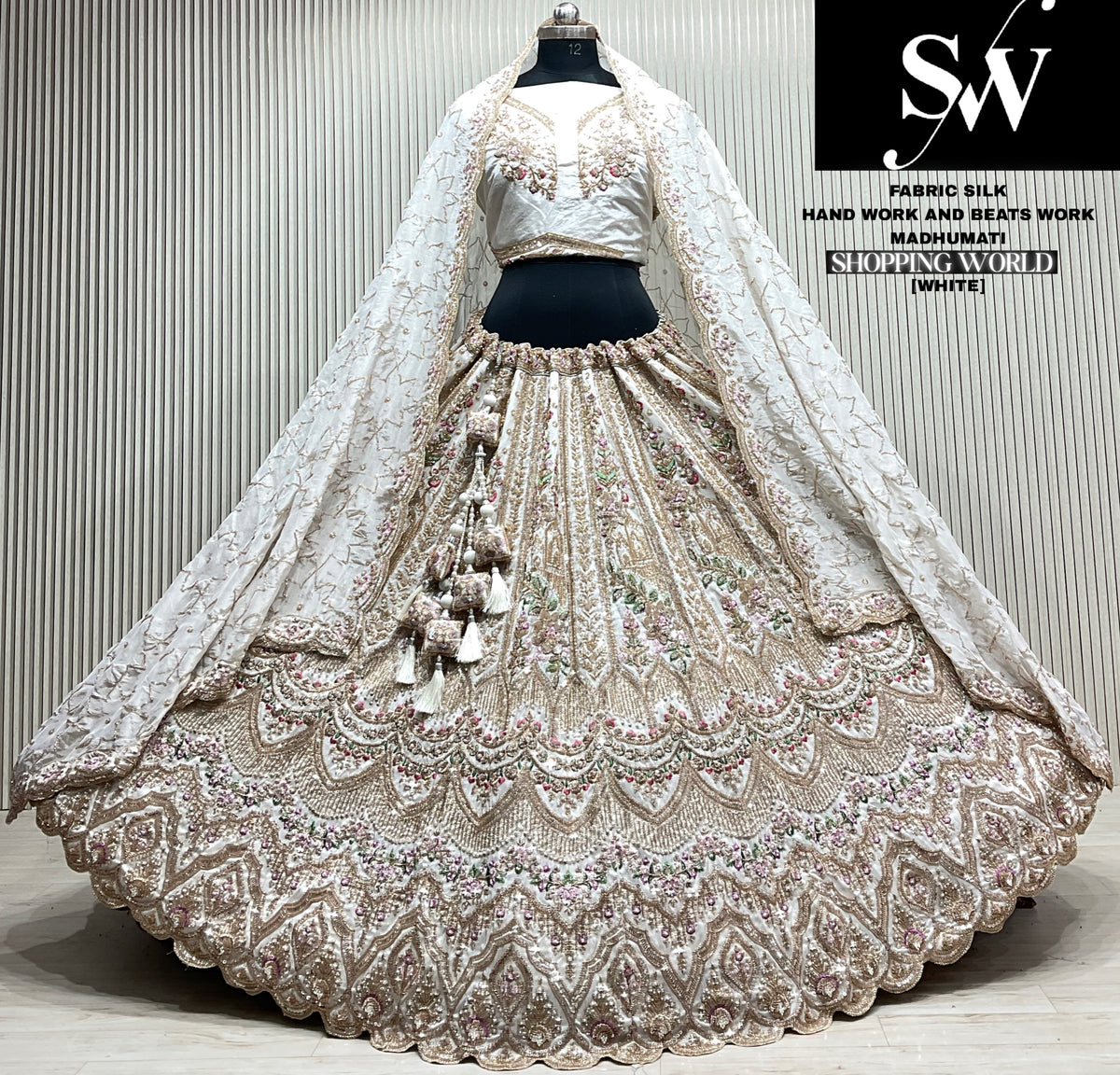 White silk Lehenga