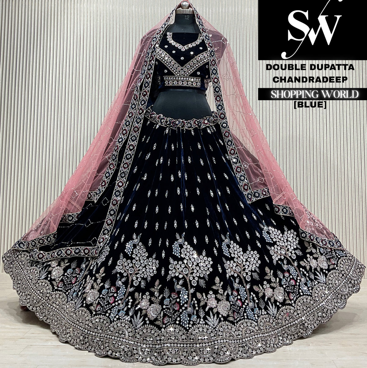 D.maroon velvet double dupatta Lehenga
