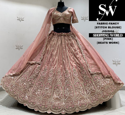Peach fancy crop top Lehenga