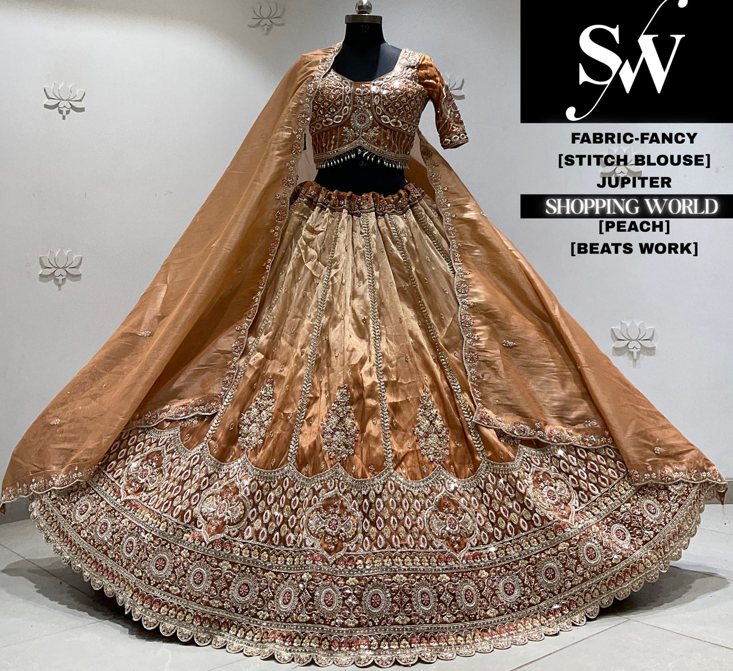Brick fancy crop top Lehenga