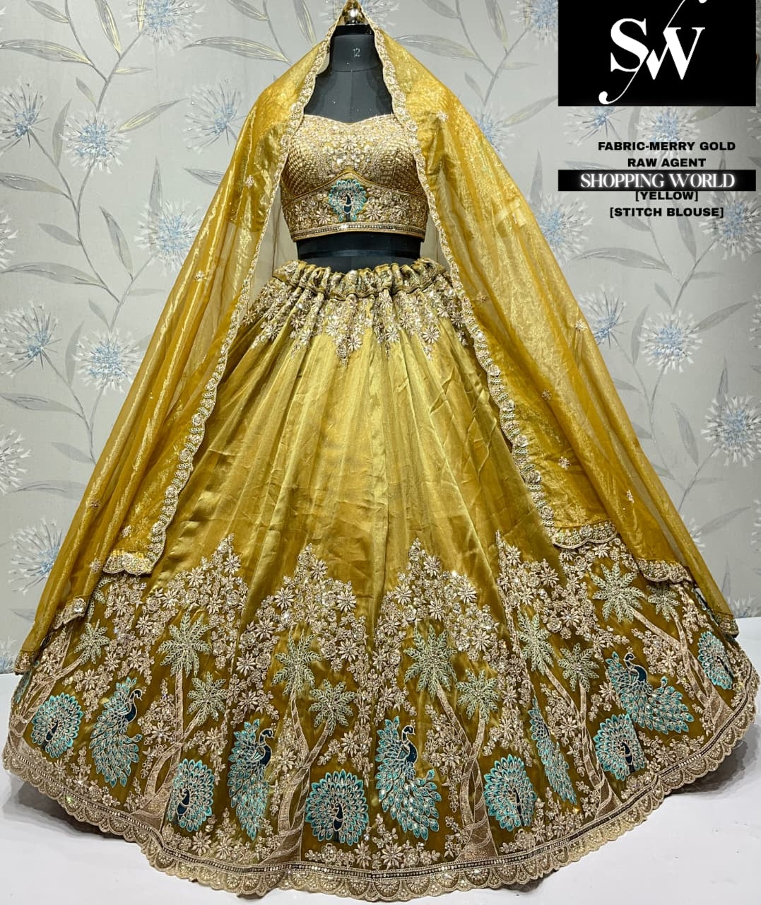 Peach Marry gold Lehenga