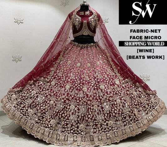 Mehandi green net Lehenga