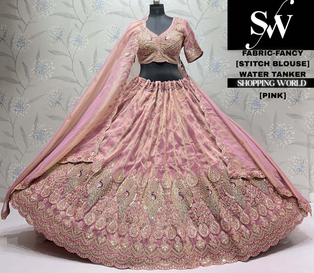 Lavender fancy crop top Lehenga