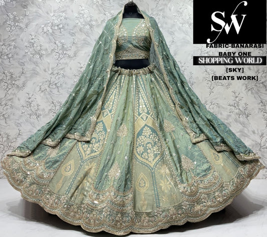Pink banarasi crop top Lehenga