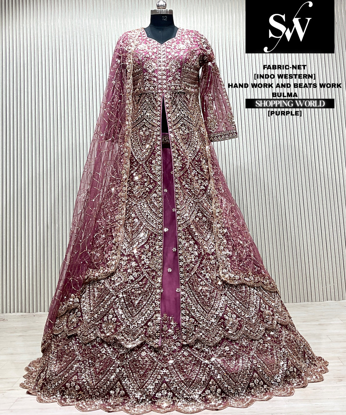 Lavender Long Farshi Garara Indo Western Dress