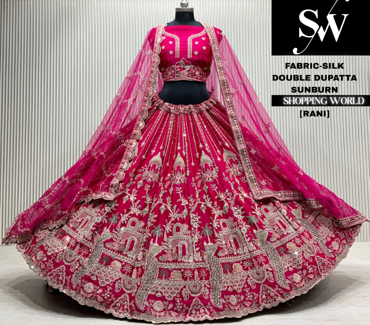 Red double dupatta Lehenga