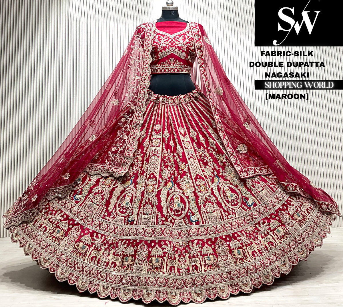 Rani pink double dupatta Lehenga