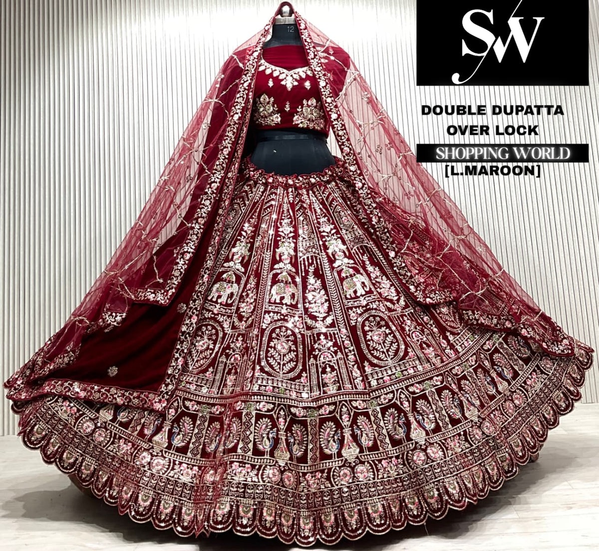 Rani pink double dupatta Lehenga