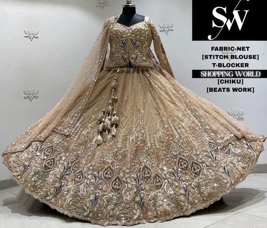 Pink net crop top Lehenga
