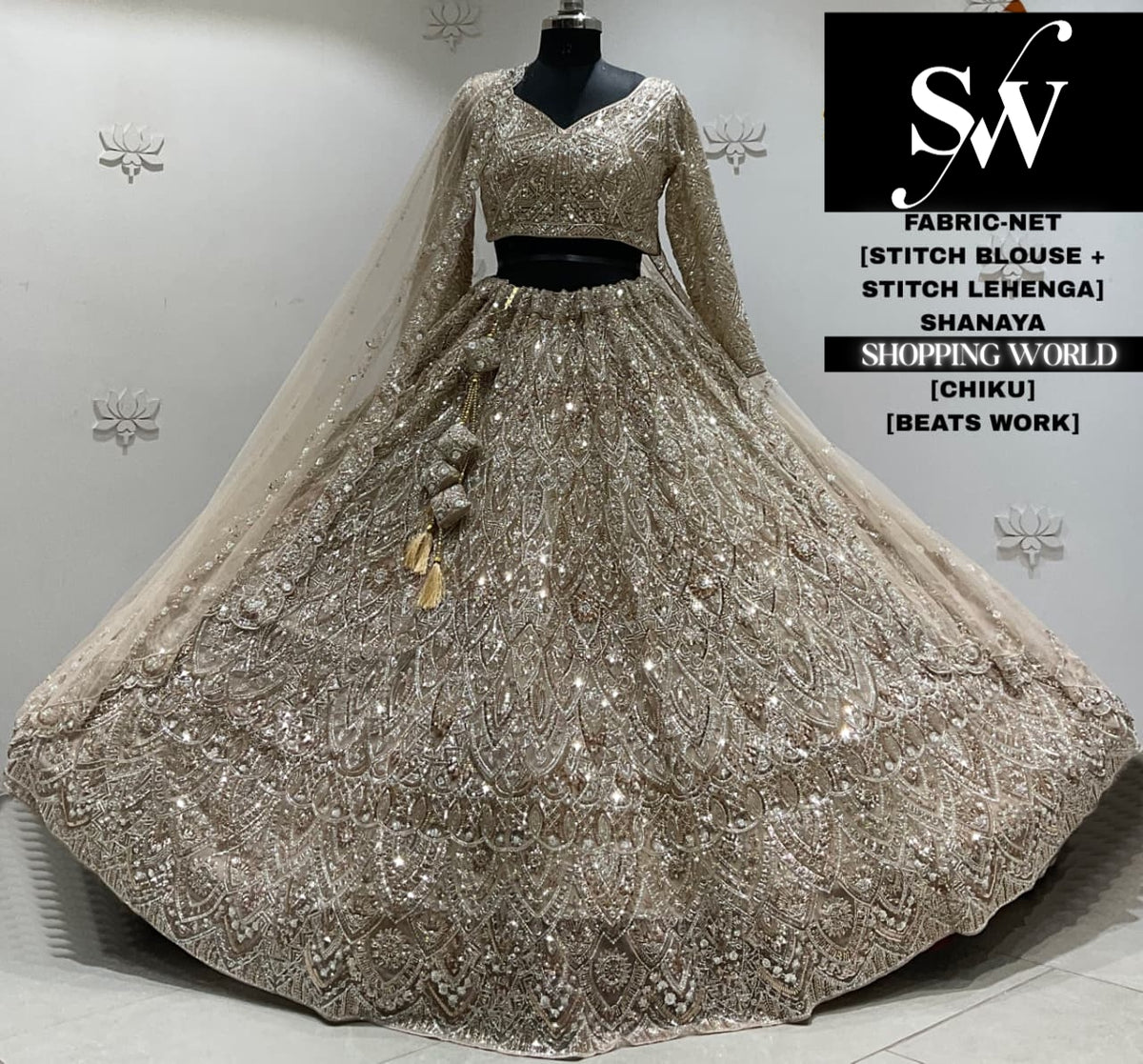 White net crop top Lehenga