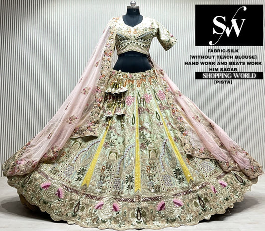 Grey silk crop top Lehenga