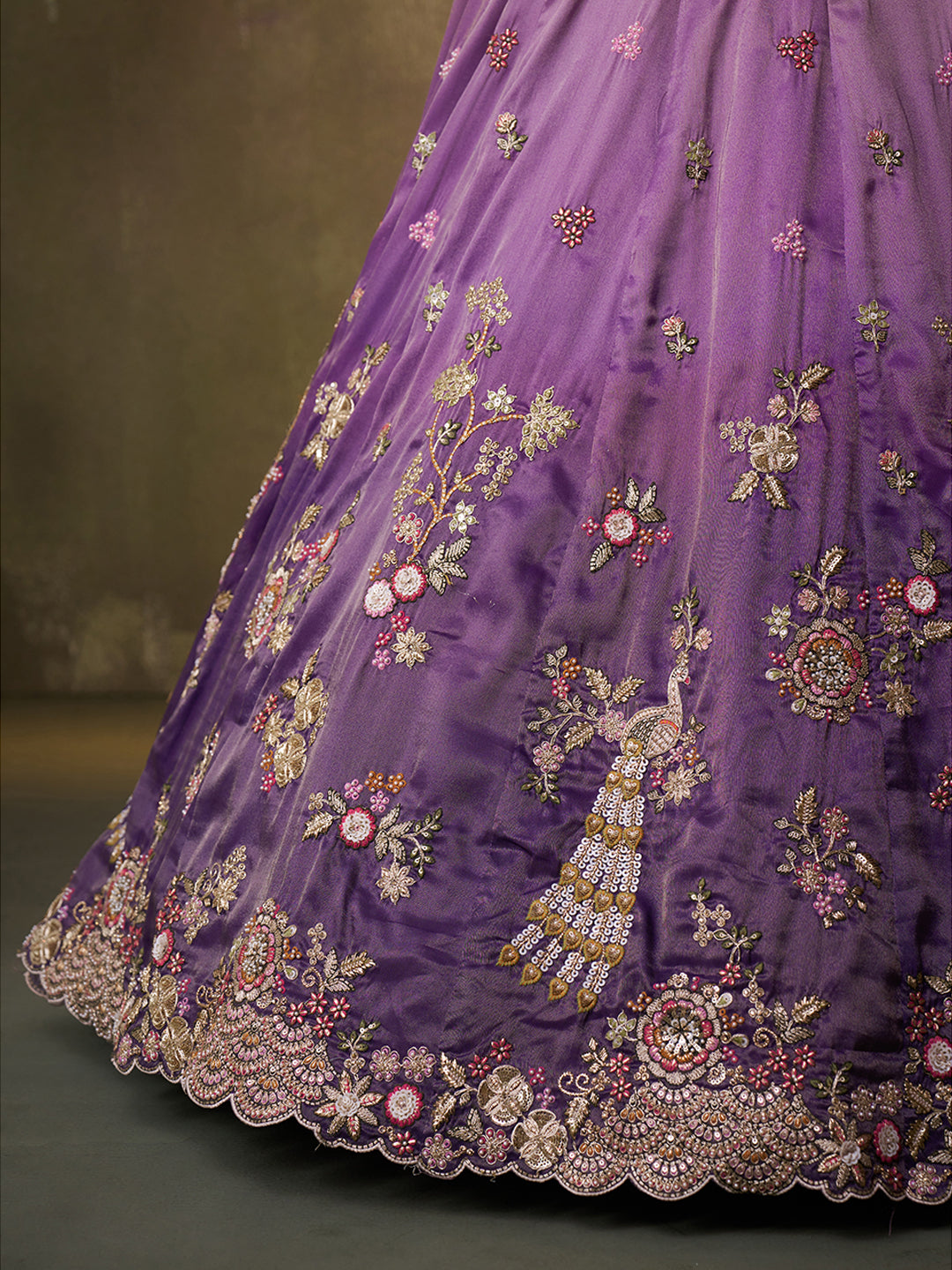 Attractive Pink Tissue Fabric Sequins Lehenga 6162