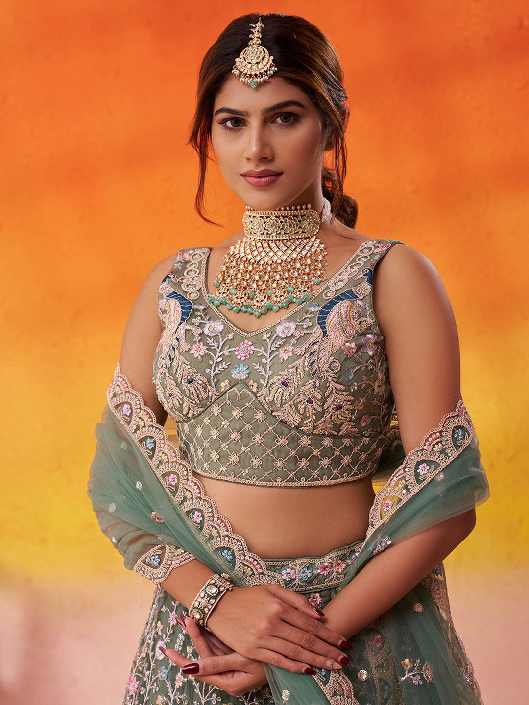 Beautiful purple Net Fabric Sequins Lehenga 6264