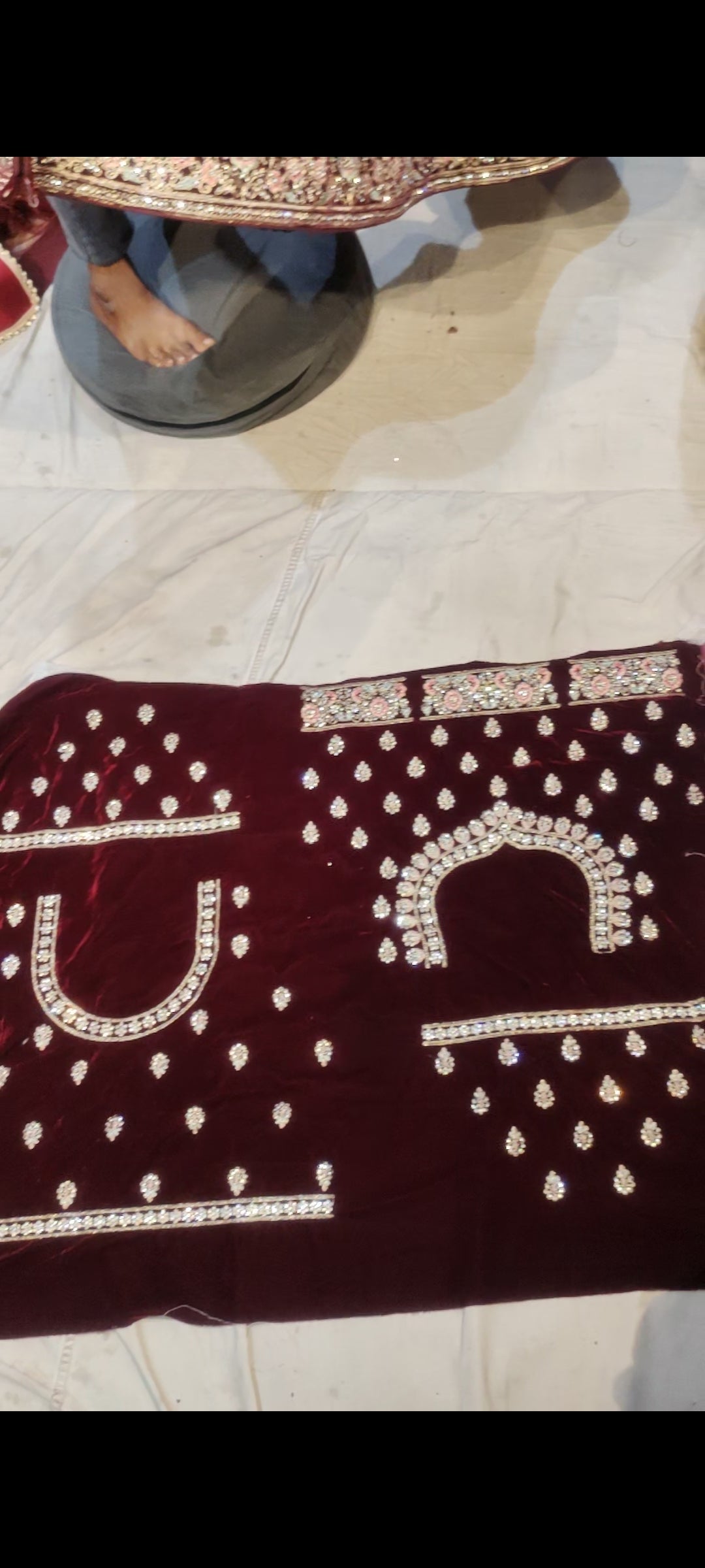 Doli Barat jhumka granate Lehenga