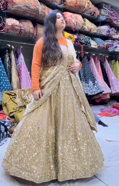 Charming golden lehenga