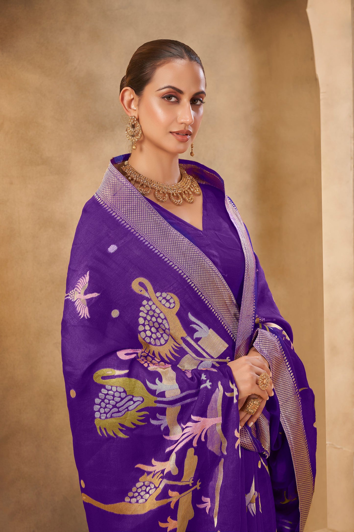 Purple Tussar Silk Saree 6153