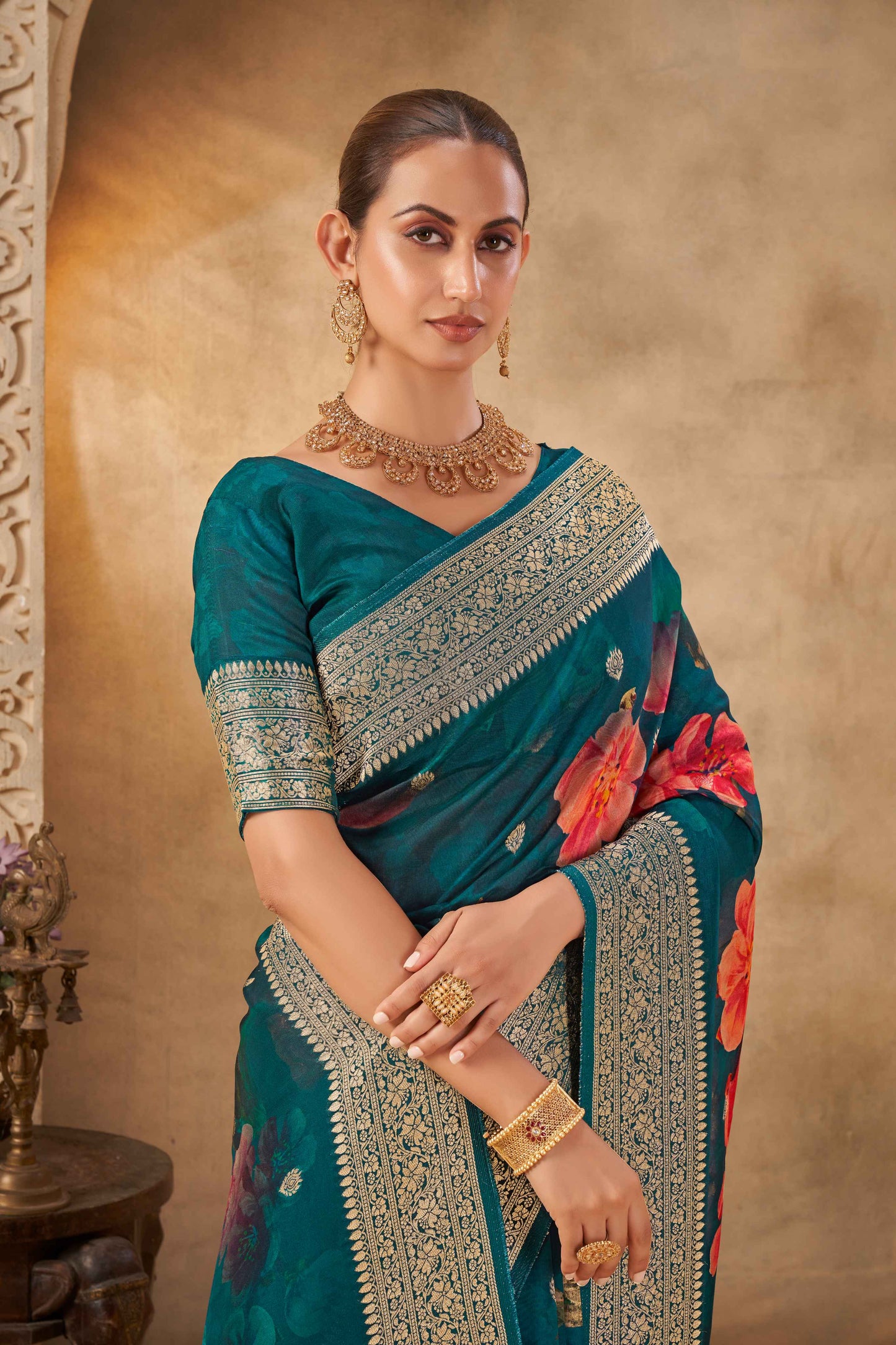 Green Tussar Silk Saree 6197