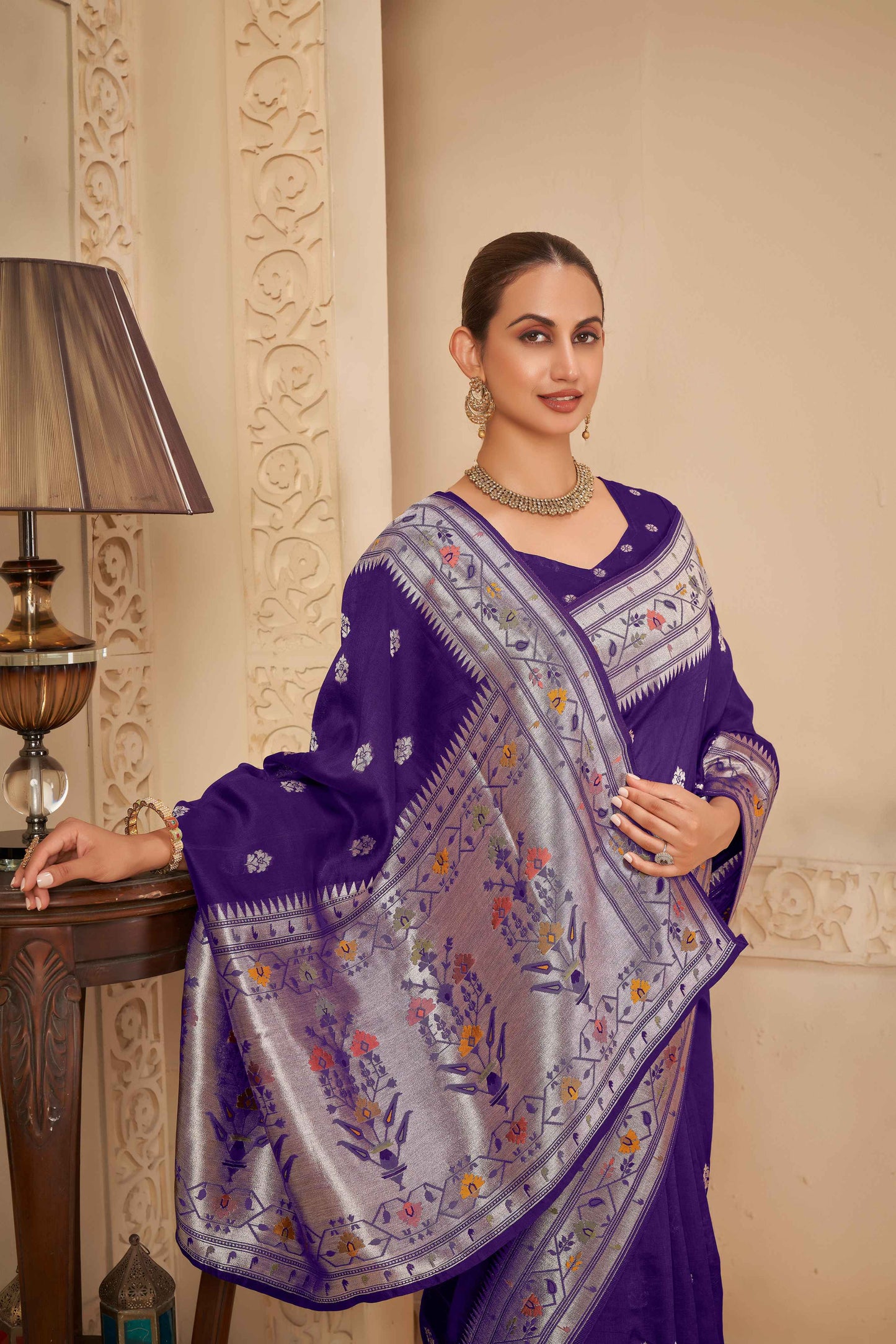 Purple Tussar Silk Saree 6032
