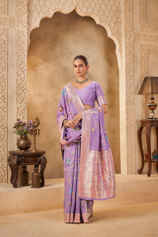 Lavender Tussar Silk Saree 6135