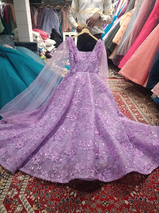 Designer purple black ball gown Party Wear