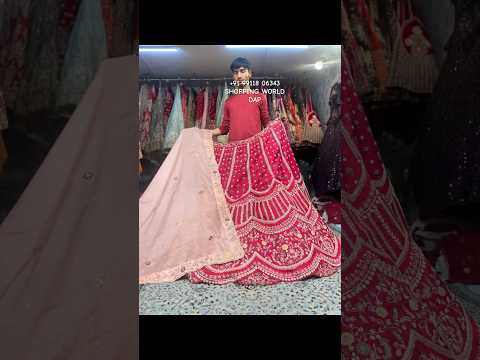 Attractive red rani pink bridal Lehenga handwork light pink contrast dupatta