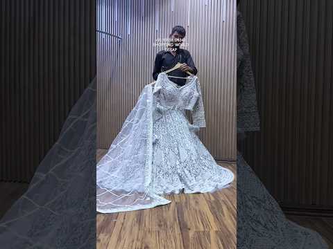 Majestic white crop top Lehenga