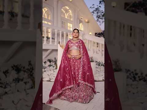 Tissue PDP Sequinse embroidery Semi-Stitched dark pink Lehenga choli & Dupatta