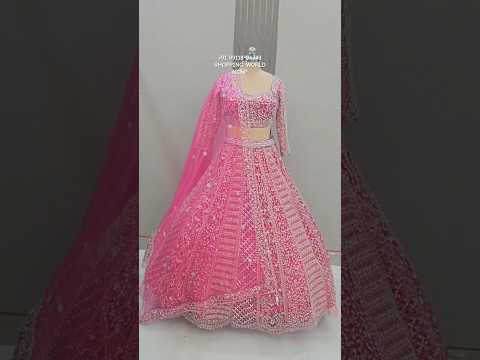 Charming Hot Pink mirror Work Ready to wear Crop top Lehenga