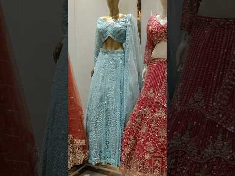 Attractive blue on blue monotone Crop Top Lehenga