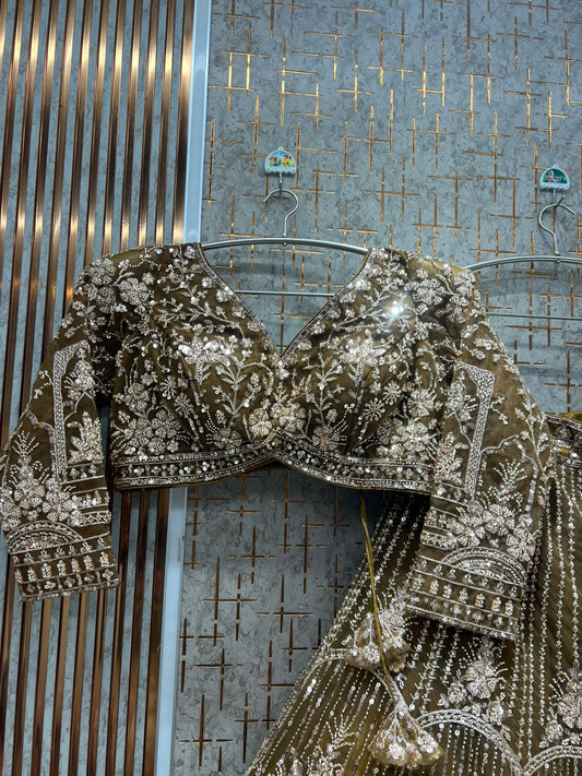 Mustard Crop Top Lehenga