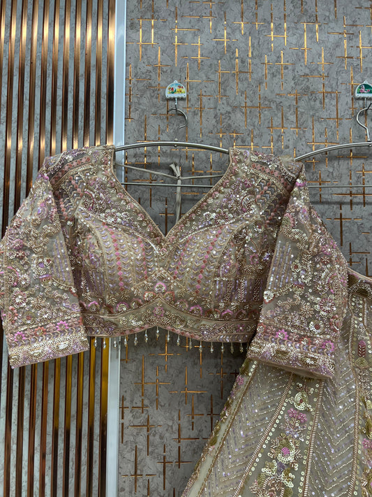 Teal Blue Crop top Lehenga - Shopping World