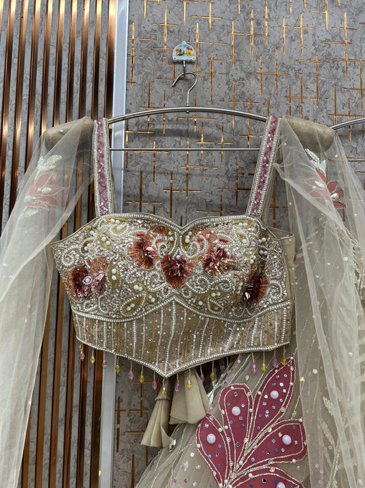 Off White Pdp crop top Lehenga